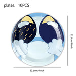 kit decoration anniversaire chien bleu assiettes gobelets serviettes guirlande support cupcake decor animaux
