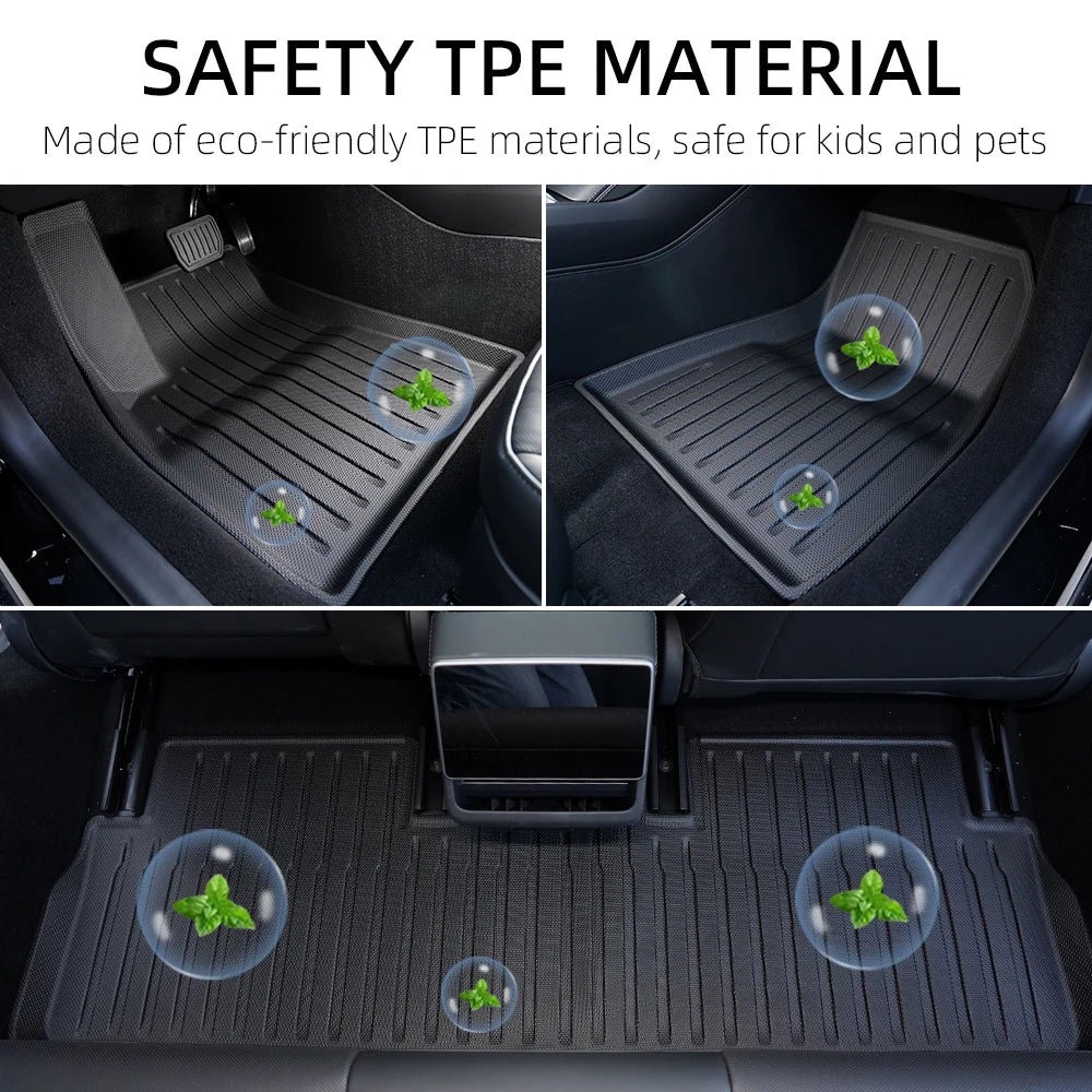 tapis sol voiture tesla model noir rayures horizontales moderne antidérapant imperméable