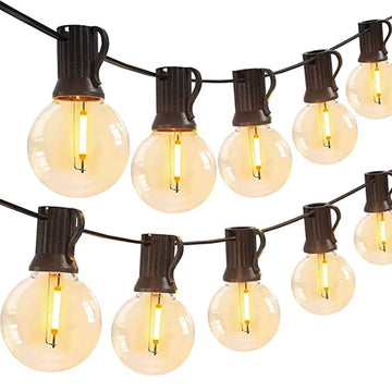 guirlande lumineuse transparente jaune doré ampoules globe vintage clips extérieur patio jardin camping