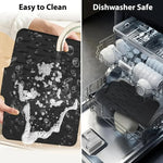 tapis séchage vaisselle silicone noir rayures diagonales moderne assainissement facile comptoir évier refroidisseur
