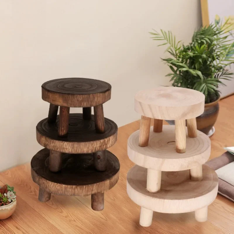 support plantes bois noir naturel rustique minimaliste trois niveauxintérieur extérieur