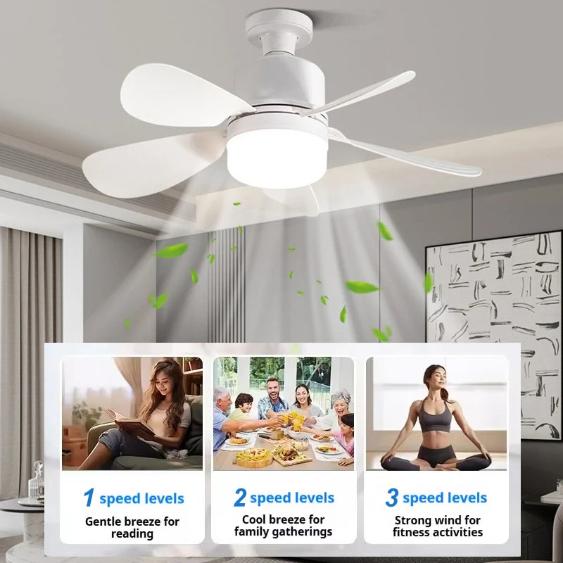 ventilateur led blanc moderne télécommande lumière variable facile chambre salon