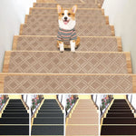 tapis escalier antidérapant vinyle daim patchwork noir gris beige moderne minimaliste