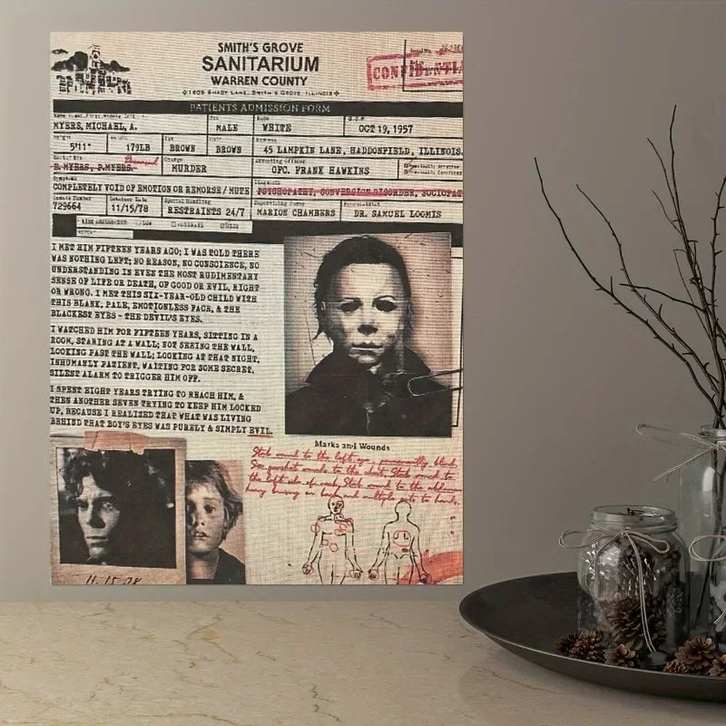 affiche vintage documentaire michael myers toile imprimée blanc noir rectangle vertical 40x50cm 60x70cm 30x40cm