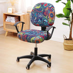 Housse de chaise de bureau imprimée pastorale grise sur siège de bureau