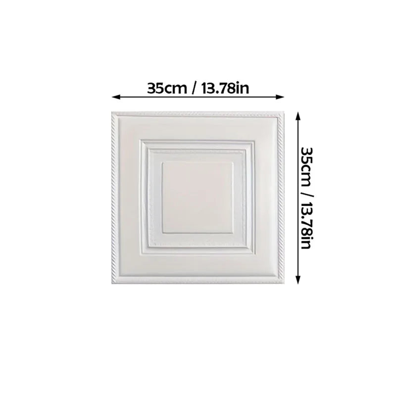 plaque decorative mur impermeeuble adhesif blanc geometrique resistant humidite 35cm 35cm