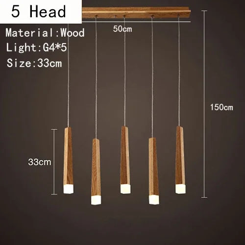 suspension lumineuse bois naturel moderne 12 têtes 90v 260v minimaliste