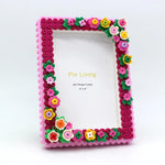 cadre photo floral transparent diy enfantin couleurs vives rose fuchsia vert orange violet