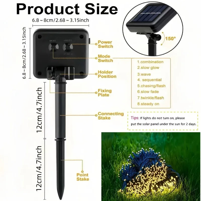 guirlande lumineuse solaire extérieure décorative jardin terrasse led étanche piquets panneaux