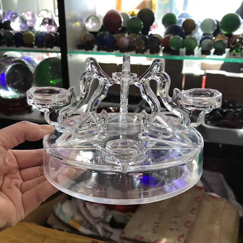 support décoratif transparent cristaux boules colorées motifs floraux sculpturales asiatique moderne ornement