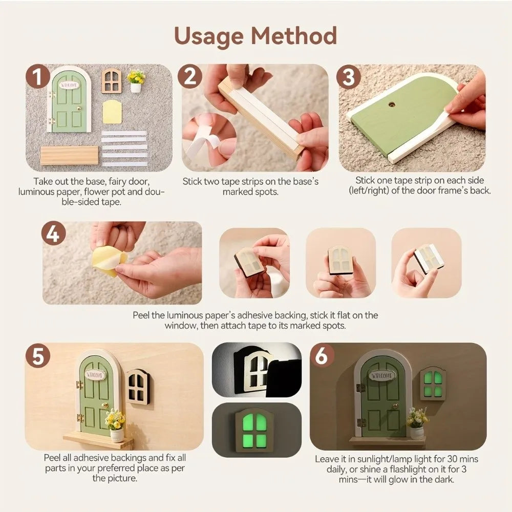décoration porte miniature souris bois jaune rose verte enfantine adhésif papier lumineux instructions