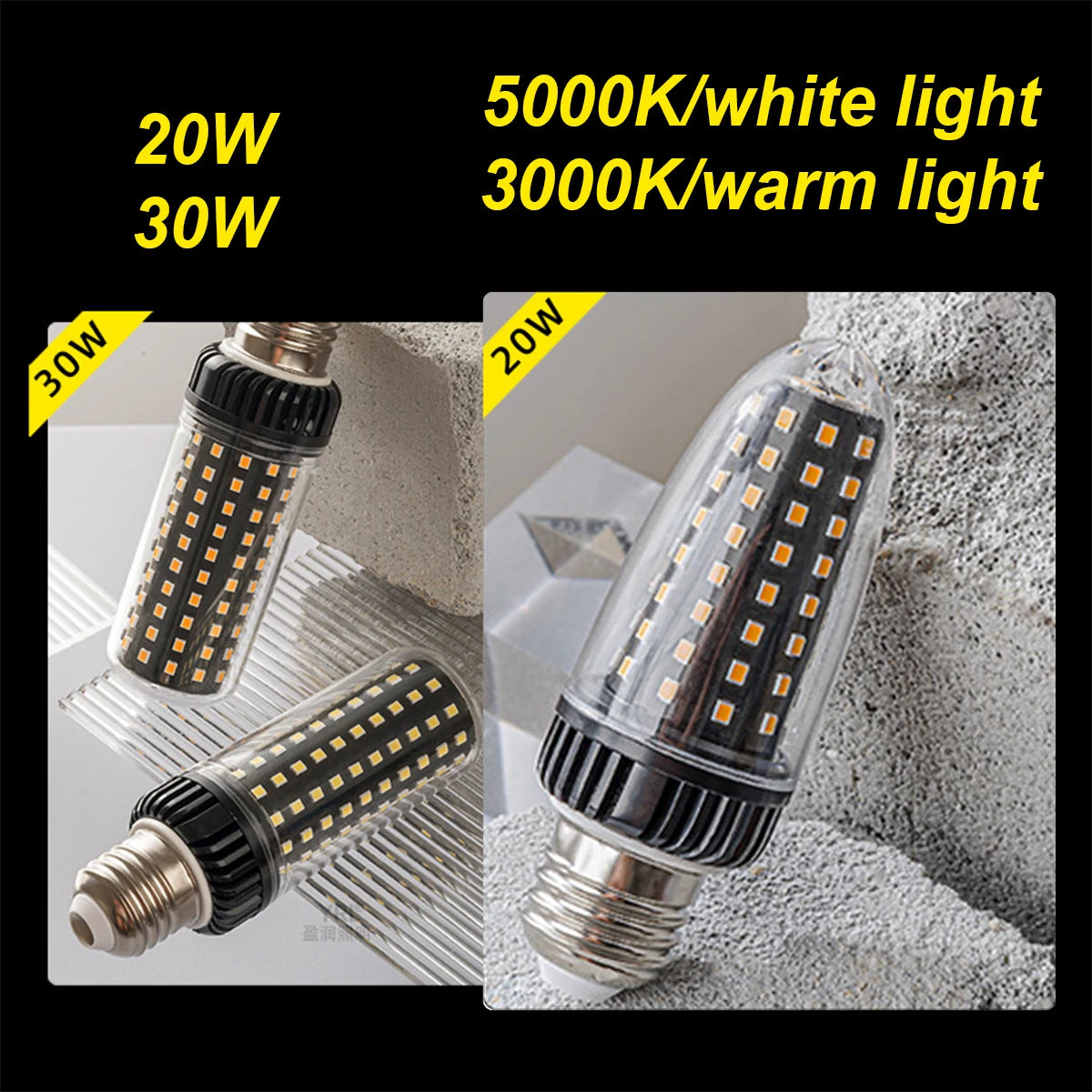 ampoule led e27 e14 30w 20w blanc chaud froid verre transparent moderne