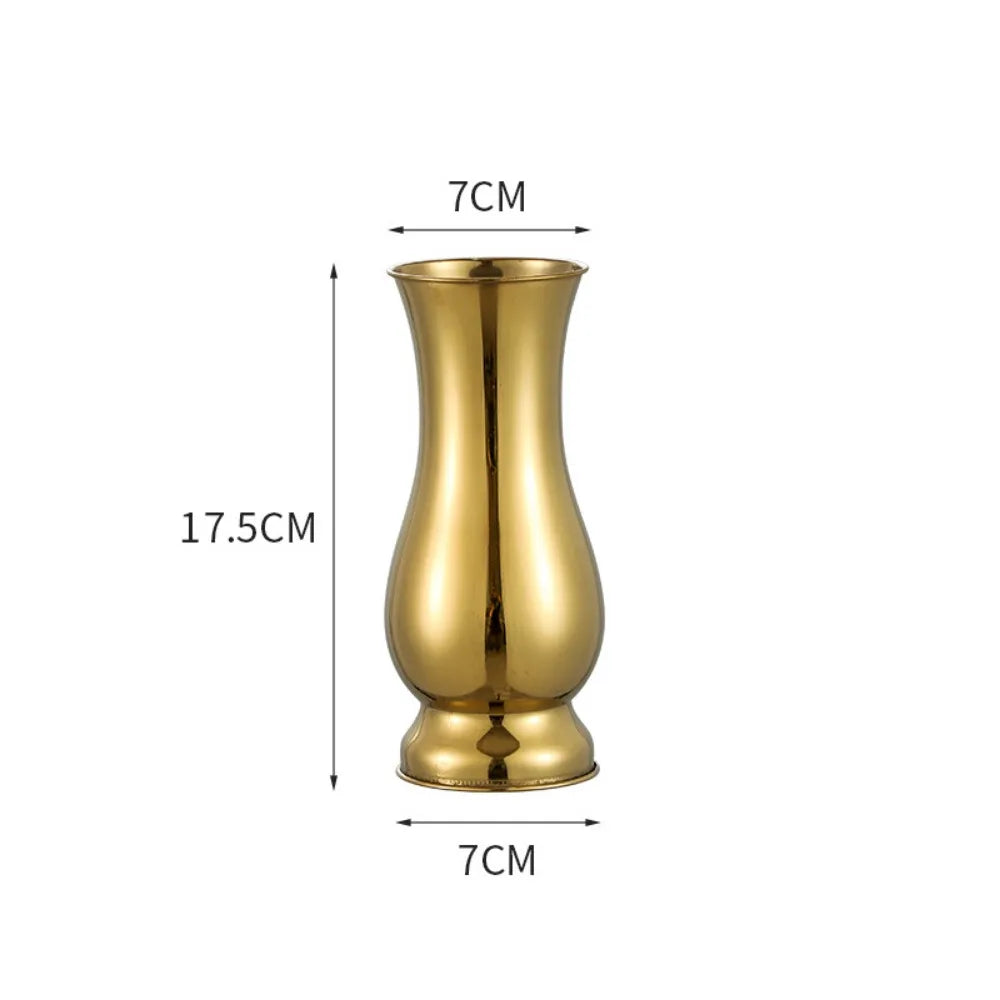 vase fleurs dorées métal argent or texture miroir brillante classique grande table unique ornement