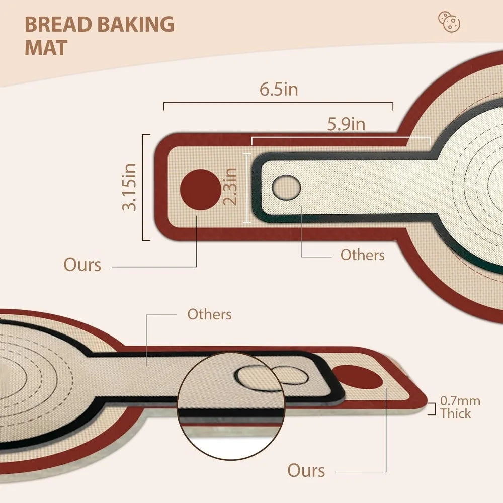 tapis cuisson silicone antiadhésif beige utilitaire poignées pain sourdough pâtisserie lot