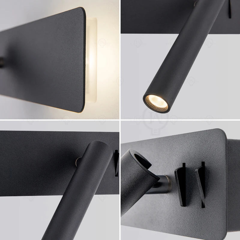lampe murale moderne rotative bras articulé blanc led minimaliste fixée mur