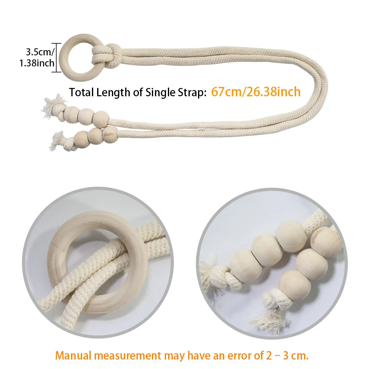 corde rideaux tressée bois anneaux rustique bohème beige clair fixations naturelles