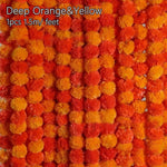 guirlandes artificielles fleurs pompons jaune rouge orange festives traditionnelles
