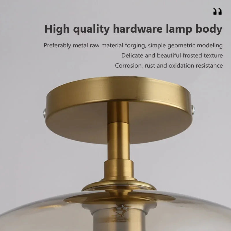 lampe suspension dorée transparente moderne minimaliste vis fixations led chambre salon