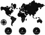 décoration murale carte monde horloges york londres tokyo boussole moderne géographique