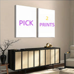 affiches personnalisées toile blanc violet jaune texte minimaliste cadre métallique decoration intérieure