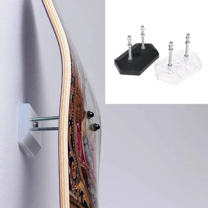 support mural planche roulettes noir transparent moderne vis fixations incluses
