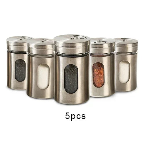 boîtes rangement épices acier inoxydable moderne qualité alimentaire eco friendly healthy transparent fenêtre 4.9cm