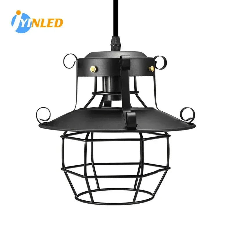 lampe suspendue industrielle noir grille métallique salle étude chambre