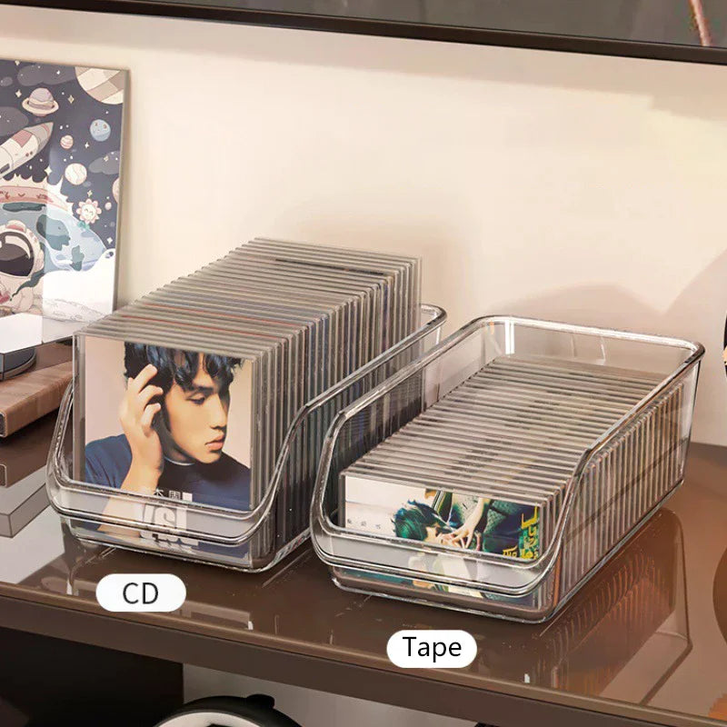 présentoir transparent cassettes audio cd dvd rangement moderne minimaliste stockage boîtes gọn/vnd