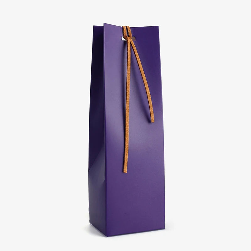 sac vin moderne ruban motif floral violet jaune bleu clair rose orange étiquette nom