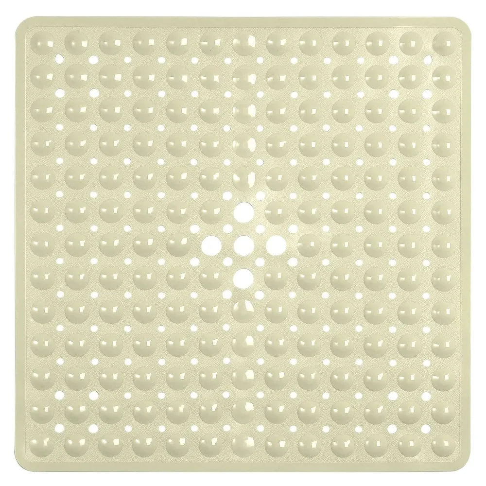 tapis bain antidérapant pvc bleu blanc noir perforé moderne adhésif 53x53cm