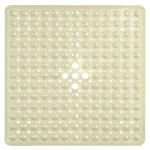 tapis bain antidérapant pvc bleu blanc noir perforé moderne adhésif 53x53cm