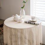 nappe table crochetée motif floral vintage rustique beige franges réutilisable extérieur mariage festivité