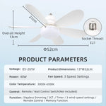ventilateur moderne lampe led télécommande variateur vitesse luminosité blanc fixations vis