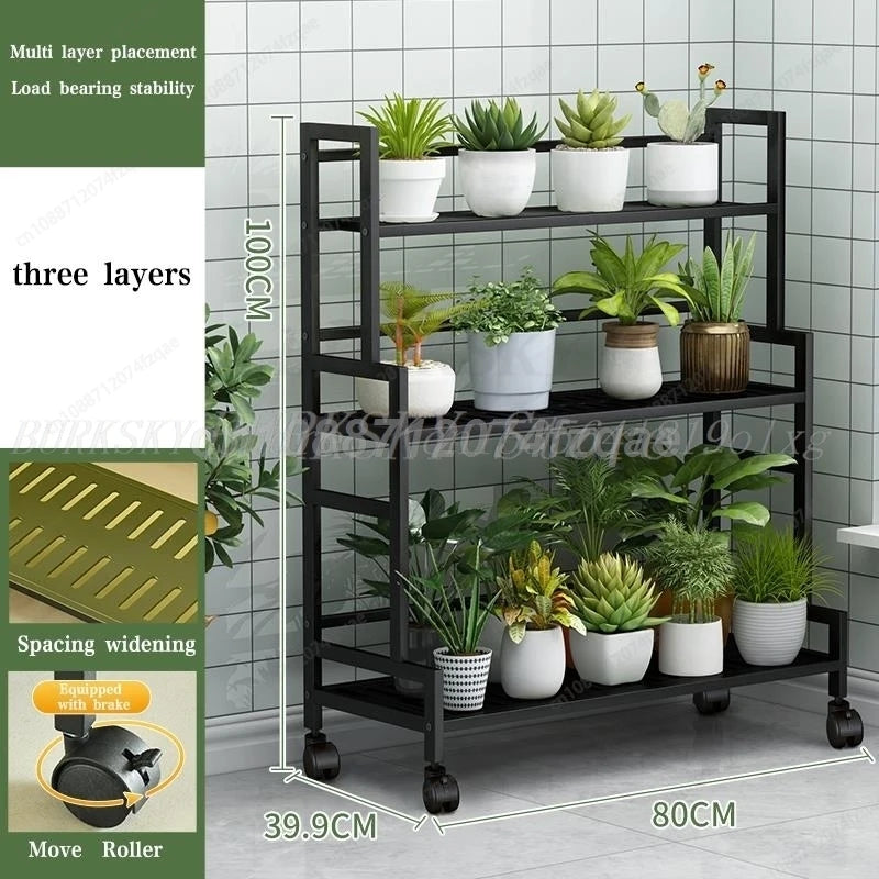 étagère roulettes blanc moderne niveaux support plantes intérieur extérieur assemblage métal