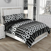 Parure de lit housse de couette 220x240 avec taies d'oreiller en microfibre fleurs noires