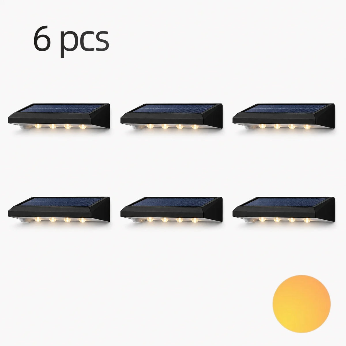 éclairage solaire clôture cheminée 6pc led noir ip44 mur moderne autonomie rechargeableextérieur