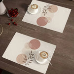 serviettes table géométriques beige rose pâle gris clair motifs feuilles modernes minimalistes