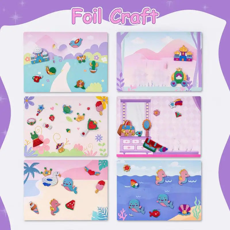 feuilles métal art enfants stickers autocollants coloriage cartes dessin motifs animaux géométriques paires yeux