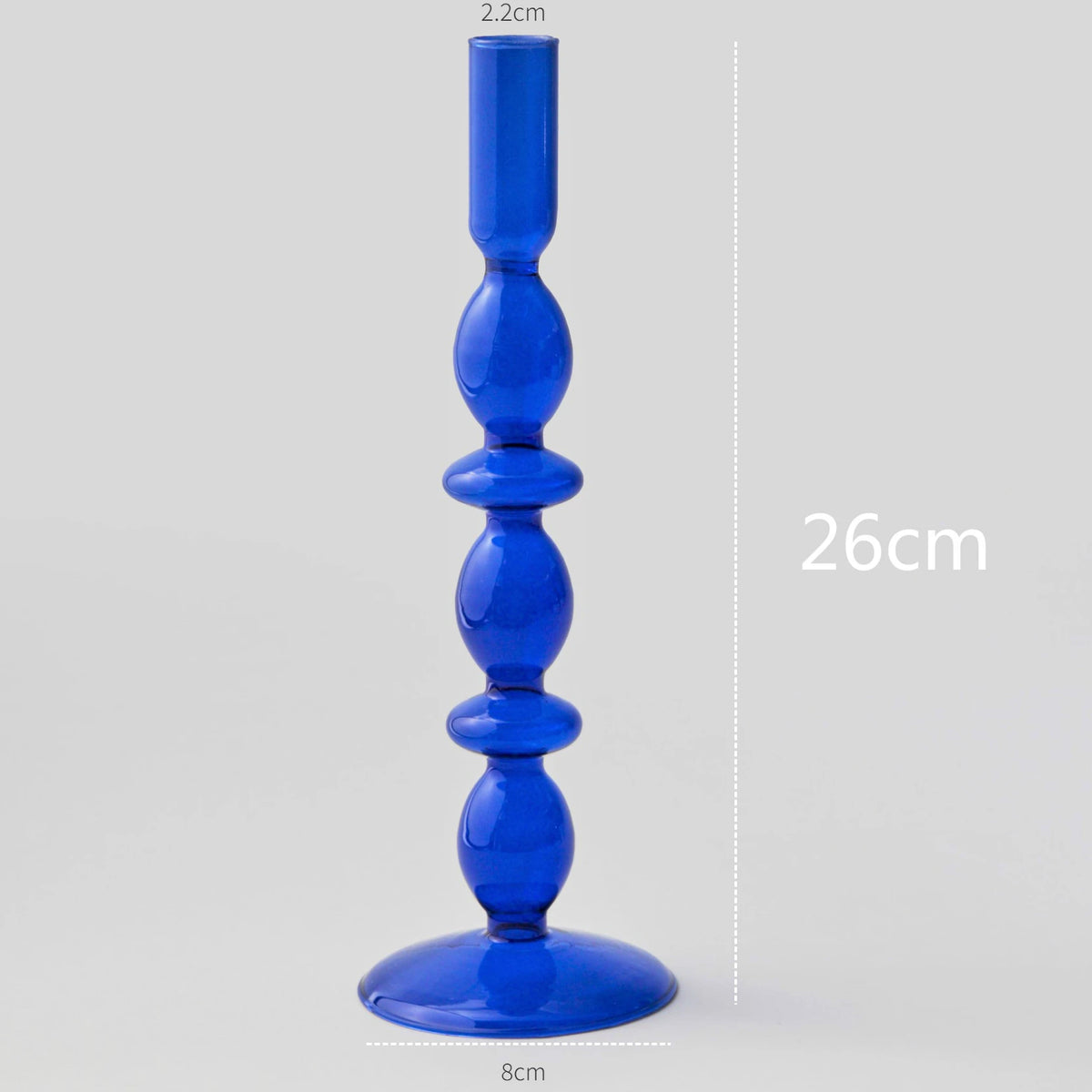 bougeoir moderne verre bleu cobalt texture ondulée décoration intérieure vase support blanc bougie blanche