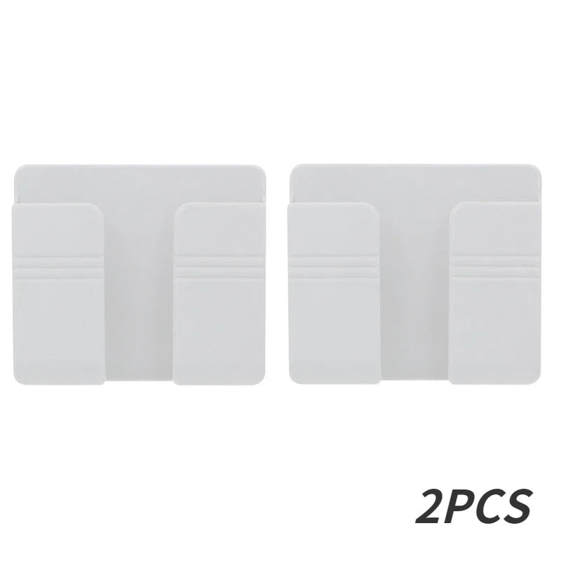 support mural smartphone télécommande rangement stockage adhésif blanc gris moderne minimaliste rechargeable organisateur