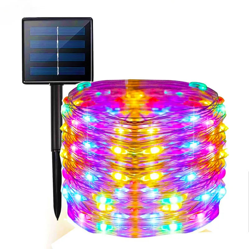 guirlande lumineuse led solaire 400 points blanc doré moderne 300cm jardin festive