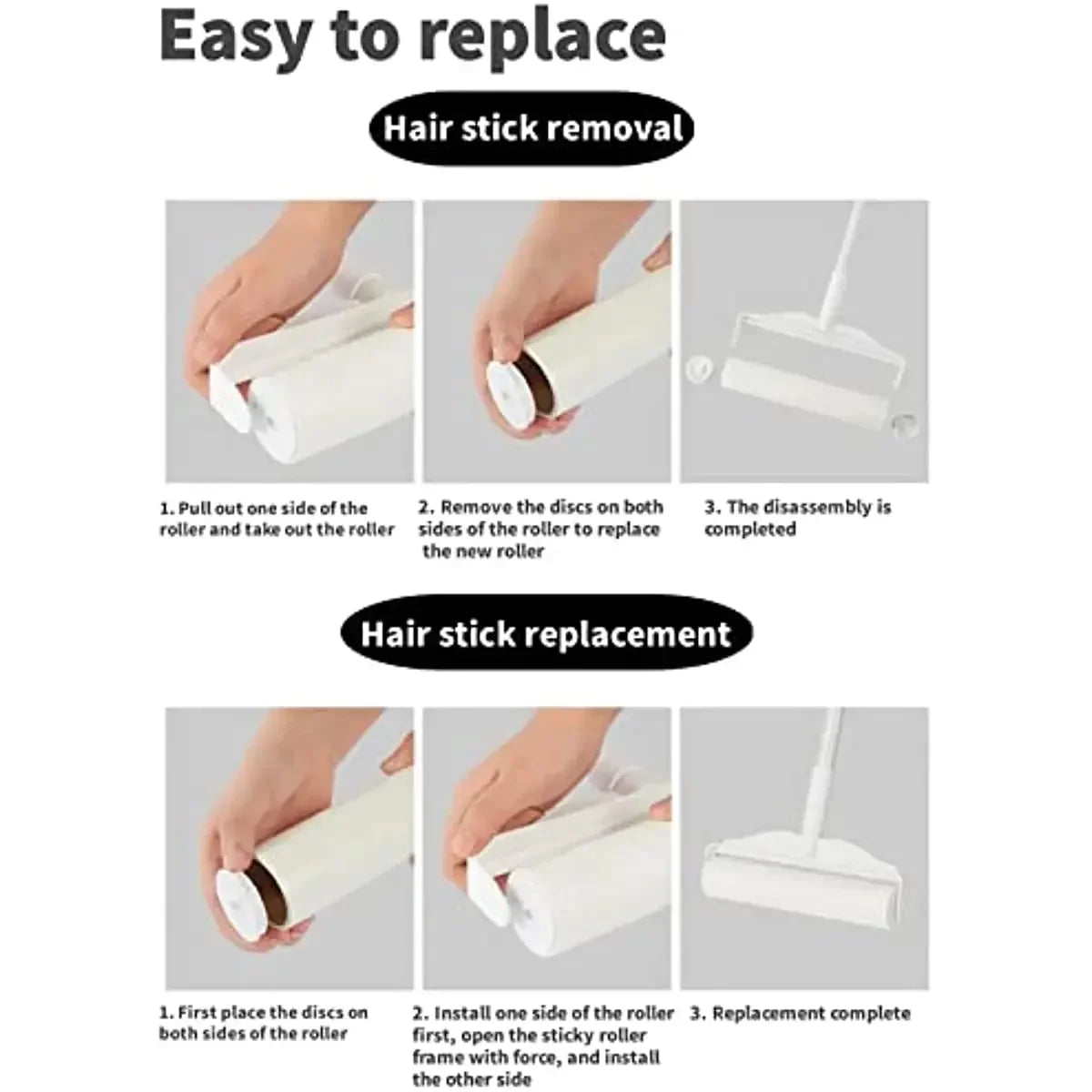 brosse poussière moderne pratique tapis sols rideaux rouleaux remplaçables blanc imprimé motifs colorés 24cm