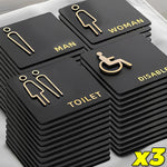 panneau toilette moderne adhésif symbole homme femme wc handicapé noir doréscrição