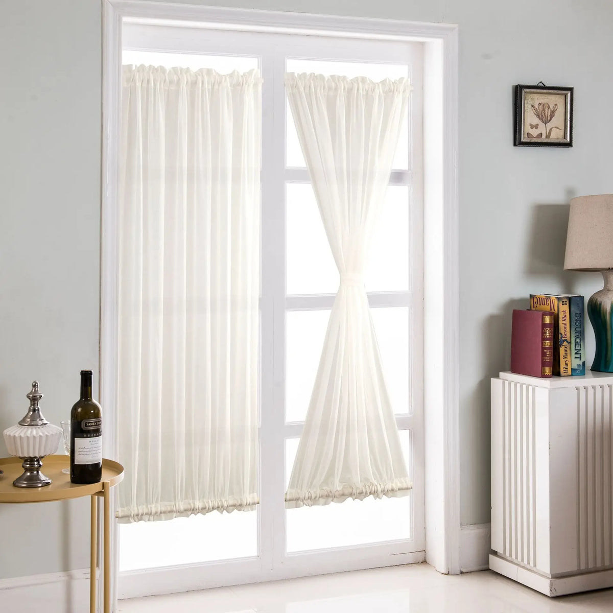 rideau moderne rayures horizontales opacité beige ruban serrage salon chambre