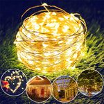 guirlande lumineuse led 20m fil cuivre blanc chaud moderne décoration extérieure fêtes noël mariage