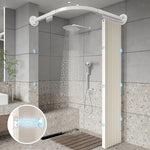 rideau douche texturé barre acier inoxydable tissu opaque moderne minimaliste douchette mélangeur thermocouple