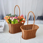panier tressé marron clair réutilisable multiple uses fleurs artificielles anneaux métalliques traditionnel rangement maison