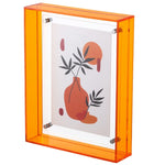 cadre photo moderne acrylique transparent floral bleu orange vert rose clips mural