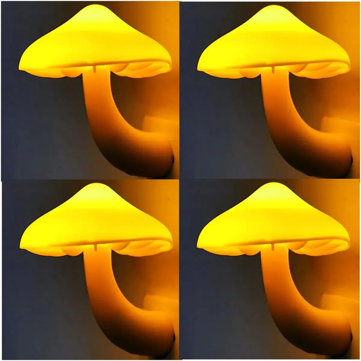 veilleuse led forme champignon jaune moderne adhésif base rainurée prise intégrée chambre salle bain