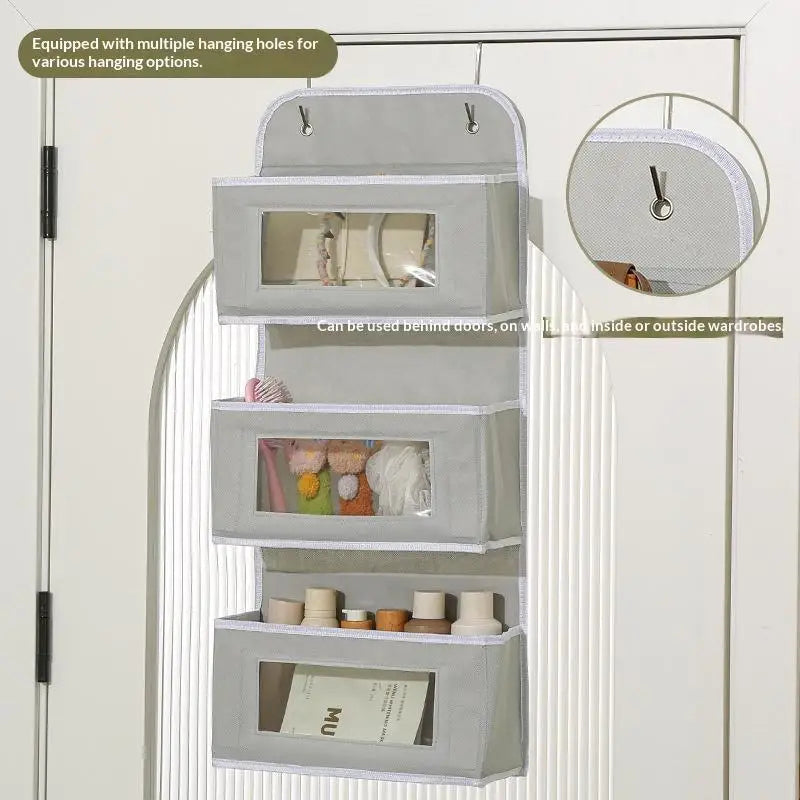 sac suspendre moderne gris beige poches fenêtres transparentes organisation chambre bain